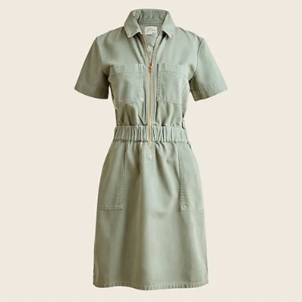Zip-front chino dress